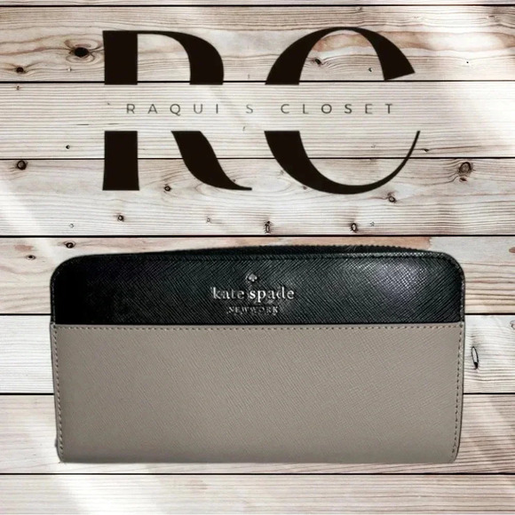 Kate Spade Large Continental Wallet 
Black& Warm Beige - Picture 1 of 8
